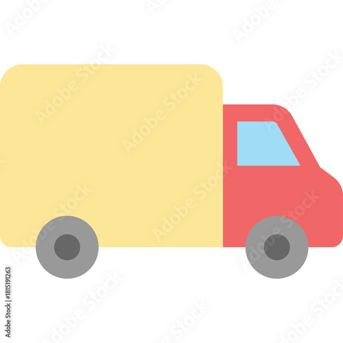 Red and Yellow Cargo Delivery Truck With A Simple Flat Design On A Transparent Background Representing Logistics and Transportation Services