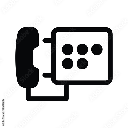 Black icon of a telephone receiver and keypad on a