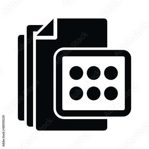 Document icon with a grid of dots, isolated on