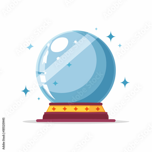 Crystal Ball with Stand and Sparkling Stars.