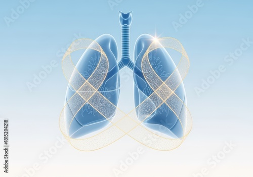 Anatomical illustration of the human lungs, showcasing the respiratory system's structure and function in detail.
