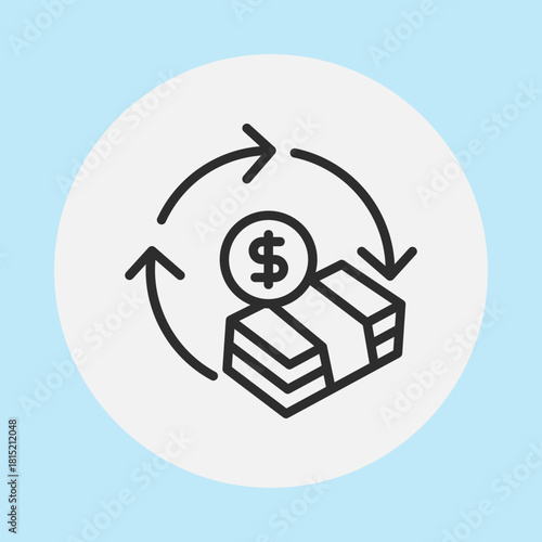 Icon representing the continuous flow and exchange of money in business transactions.