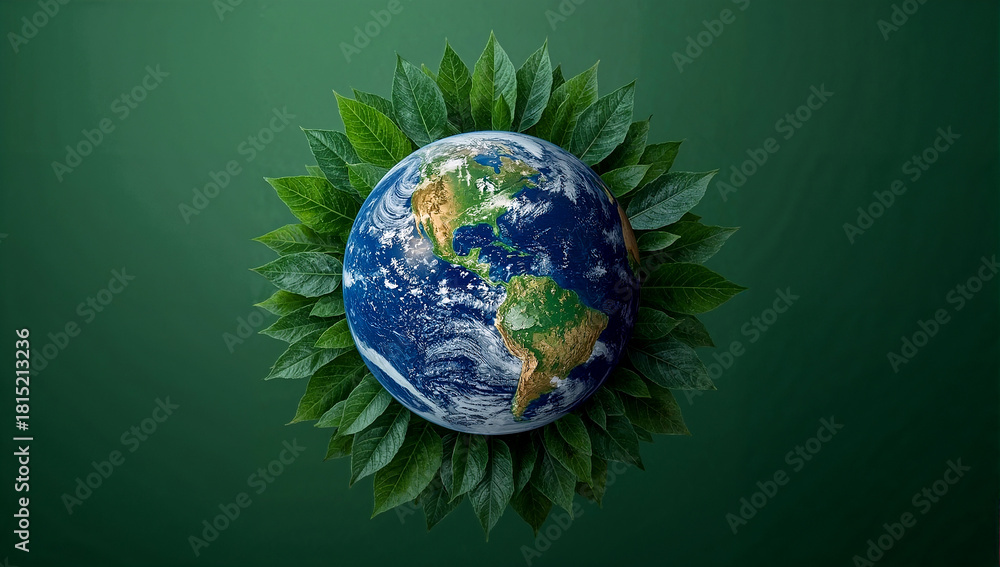 Fototapeta premium Earth protected by leaves symbolizing environmental sustainability