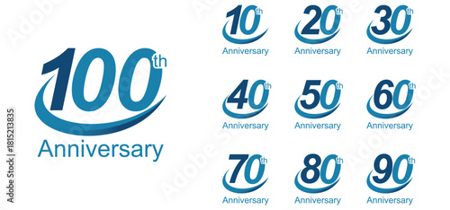 Collection of anniversary logo design. Celebration day special vector symbol concept