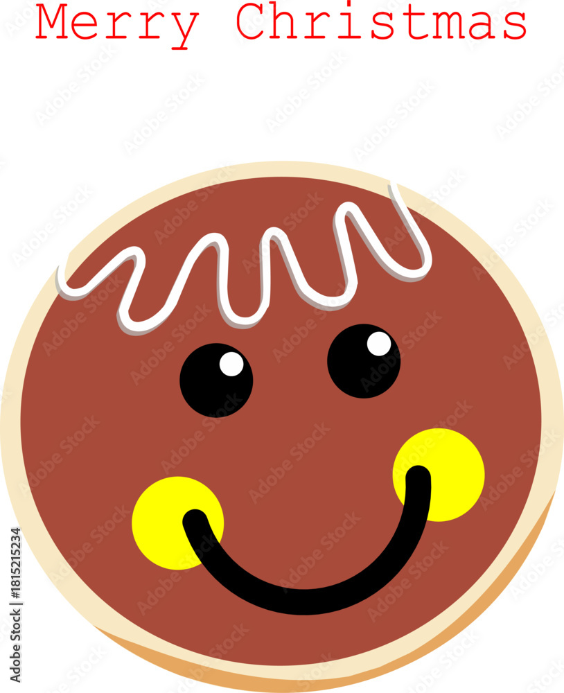 Fototapeta premium Art & Illustration, Charming vector illustration of a gingerbread man face with icing hair and a big smile, a classic symbol of Christmas baking.