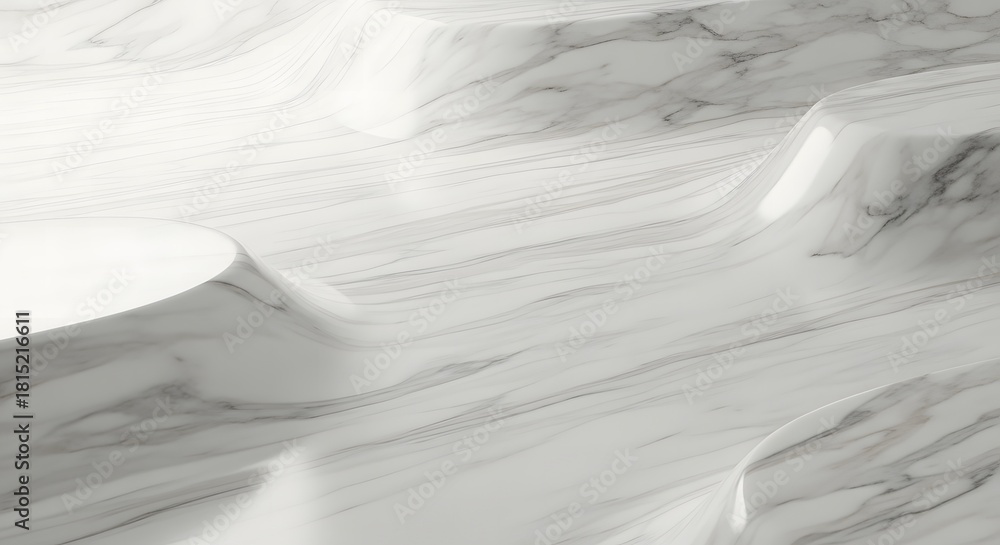 Obraz premium Elegant White Marble Texture Waves Background Surface Pattern Smooth Design Topography Luxury Aesthetic 3d Render Minimalist Modern Interior Stone Material Backdrop