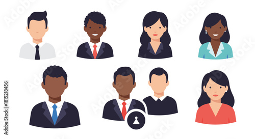 Diverse Team Members Vector Illustrations of Business Professionals for Corporate Communication and Design Projects