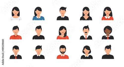 Diverse Collection of Professional Avatar Icons Faces of a Modern Workforce
