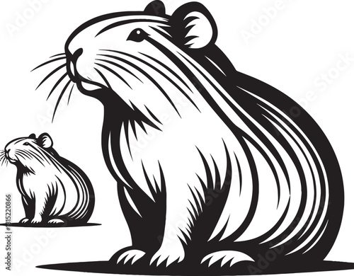 Hamster and rat on a white background. Vector illustration for your design