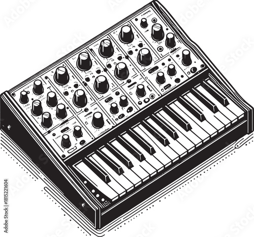 Electronic synthesizer isolated on a white background. Vector illustration.