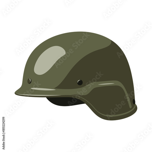 Military Combat Helmet Green Camouflage Protection Headwear 1. Vector Illustrations. EPS Editable