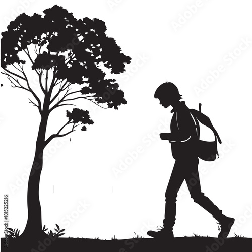 Black Back to School Silhouette Vector, High Quality Illustration on White Background