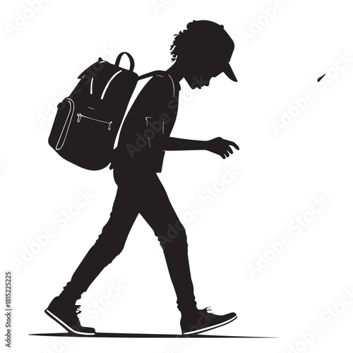 Black Back to School Silhouette Vector, High Quality Illustration on White Background