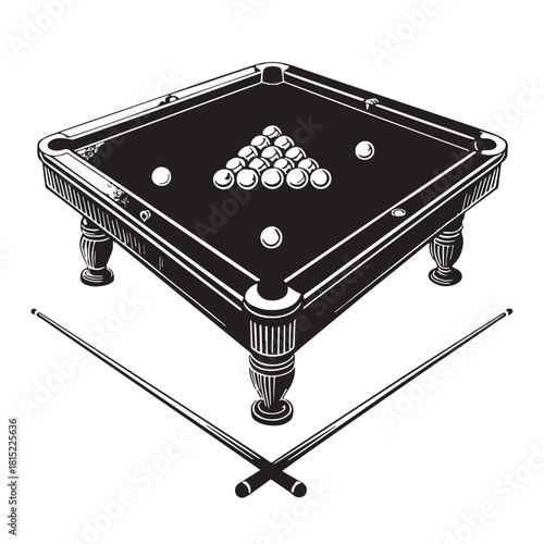 Black billiards Silhouette Vector, High Quality Illustration on White Background