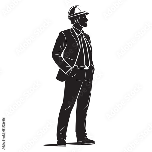 Black civil engineering Silhouette Vector, High Quality Illustration on White Background