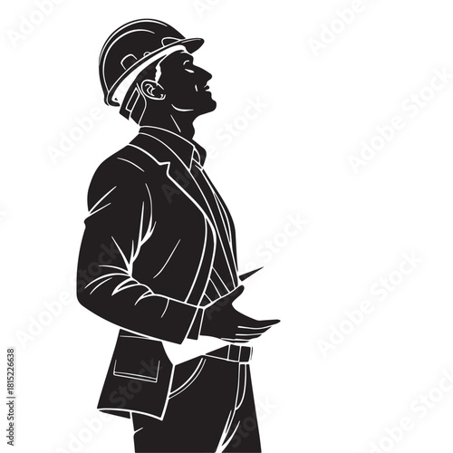 Black civil engineering Silhouette Vector, High Quality Illustration on White Background