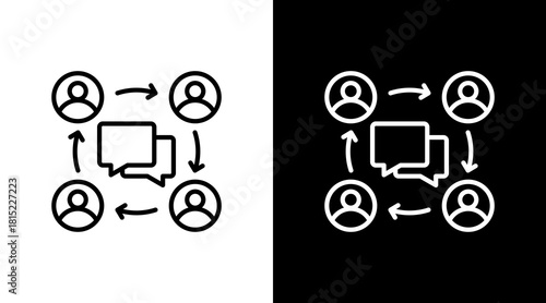 Team Communication White Icon Set Design