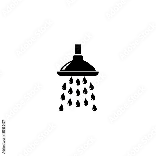 Stylized Shower Head with Flowing Water Icon Graphic