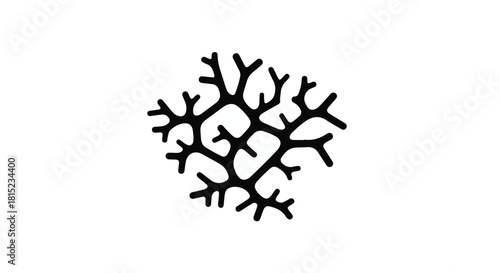 Intricate black coral-like pattern on a clean white background, symbolizing nature's delicate beauty.