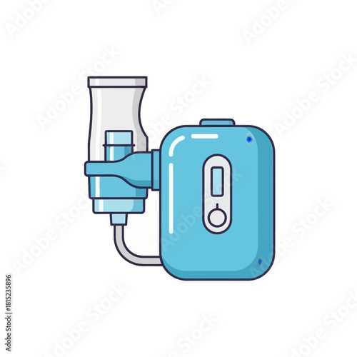 Modern Medical Equipment Simplified Illustration of a Blue Nebulizer for Respiratory Care