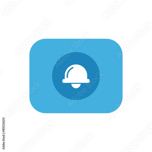 Minimalist white notification bell icon on a blue circular background, symbolizing alerts, reminders, and incoming messages for digital user interfaces