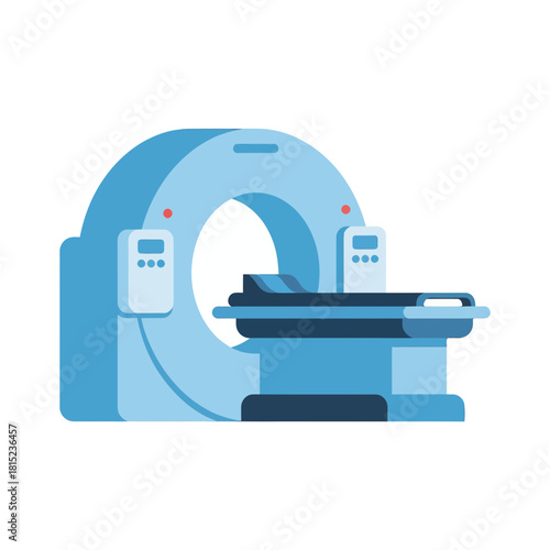 Advanced diagnostic computed tomography machine for medical examination and healthcare procedures. Isolated flat style vector graphic illustration
