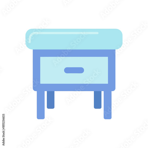 Minimalist blue bedside table icon illustration, perfect for interior design apps or bedroom furniture graphic elements