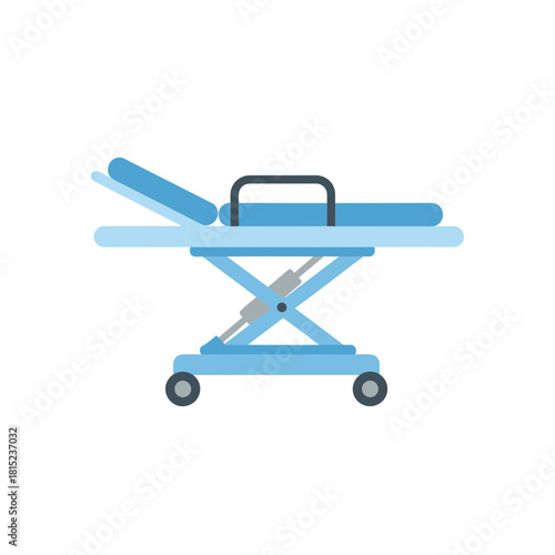 Medical stretcher icon, hospital gurney for patient transport and emergency care, flat vector illustration isolated on a white background