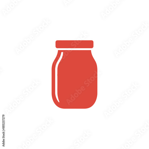 Simple vector illustration of a generic container jar, often used for preserving food, homemade jams, or various beverages. Represents storage, freshness, and culinary preparation