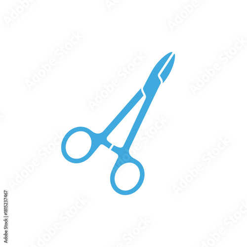 Medical scissor icon in blue color isolated on a white background, representing surgical equipment