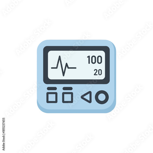 Digital medical monitor icon displaying an electrocardiogram waveform with heart rate and numerical readings, symbolizing essential health vital signs, diagnostics, and modern patient care