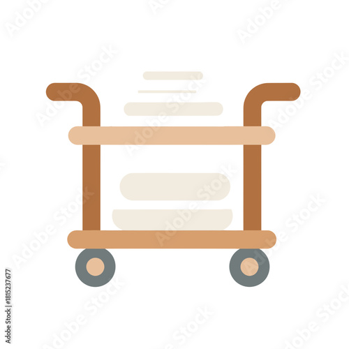 Housekeeping trolley icon with clean folded towels, representing hotel service and the hospitality industry