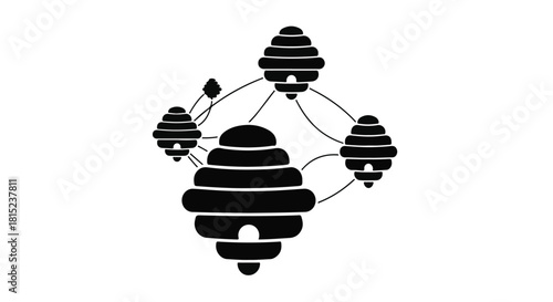 Abstract beehive network symbolizing interconnectedness and community.