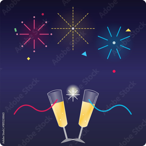 champagne and fireworks