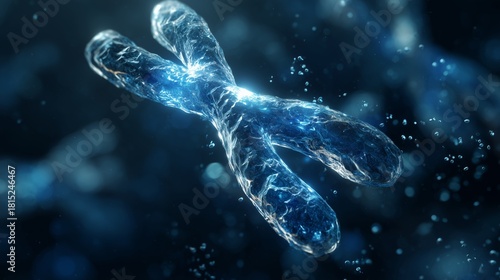 A Stunning Close-Up View of a Chromosome, Showcasing Its Intricate Structure and Fluid Dynamics in a Digital Environment