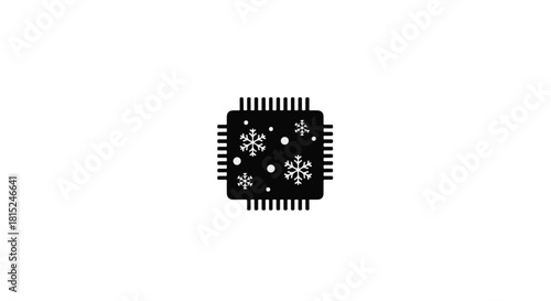 Abstract snowflake pattern on a microchip, symbolizing winter technology or seasonal digital concepts.