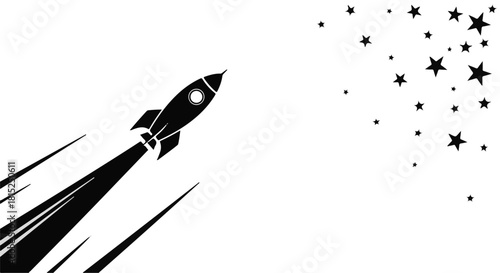 Sleek rocket blasting off into a starry night sky, symbolizing adventure and exploration.