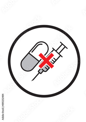 No Drugs or Injection Sign Vector