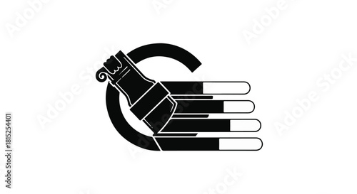 Abstract graphic representing a creative process or data progression with a brush and bars