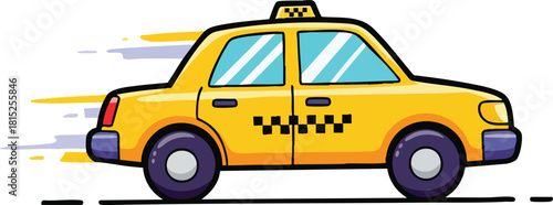 Pixel Art Yellow Taxi Cab Car Speeding Motion Blur Line Art Illustration
