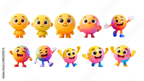 set of funny cartoon faces