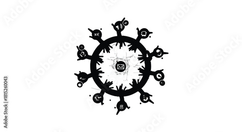 Abstract circular design with interconnected figures symbolizing unity and connection
