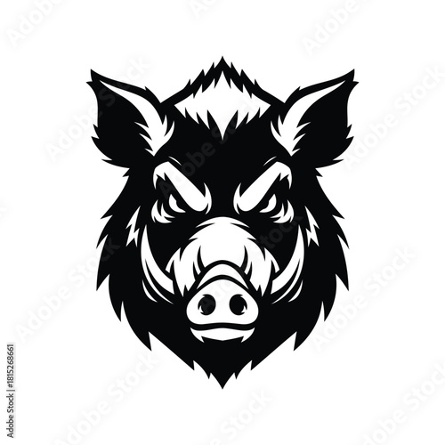 Wallpaper Mural Boar Head Silhouette Illustration with Angry Expression and Sharp Tusks Torontodigital.ca