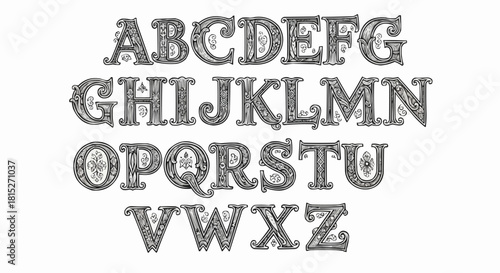 Vintage Decorative Alphabet Letters Typography Design.