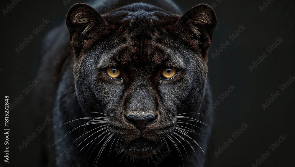 Obraz premium Majestic black panther with piercing intense gaze