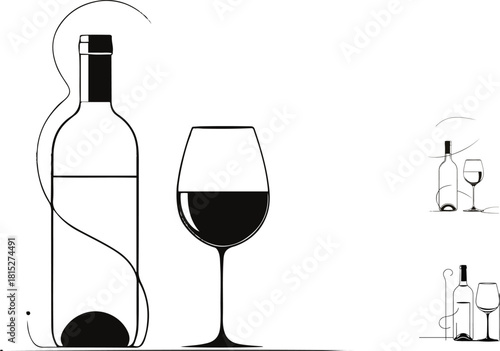 Minimal wine bottle and glass outline 9