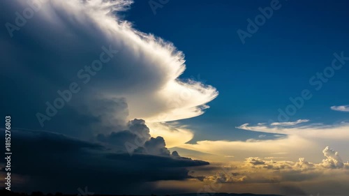 Dramatic cloud formation sunlight sky nature weather storm formation sunlight awe power cumulonimbus cumulus sunlight anticipation dramatic