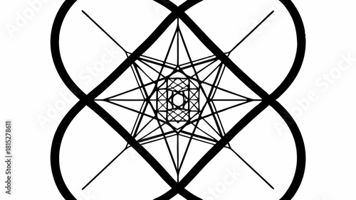 Vector Intricate geometric design featuring spiral within complex pattern, evoking sense of harmony