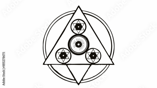 Vector Chakra wheel design featuring layered circles and geometric shapes, symbolizing balance