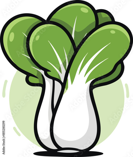 Bok Choy Pixel Art Style Vegetable Isolated On Light Green Circular Background